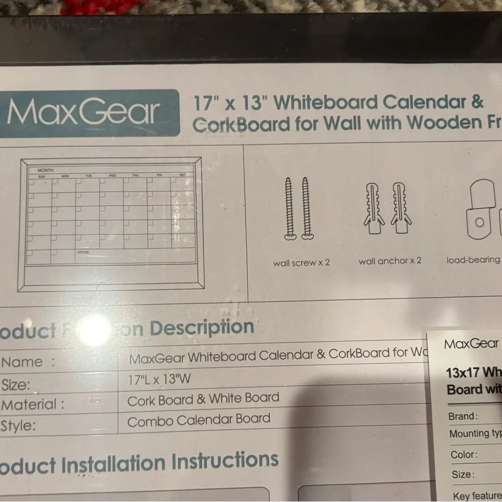 New Monthly Calendar Whiteboard with Cork Board